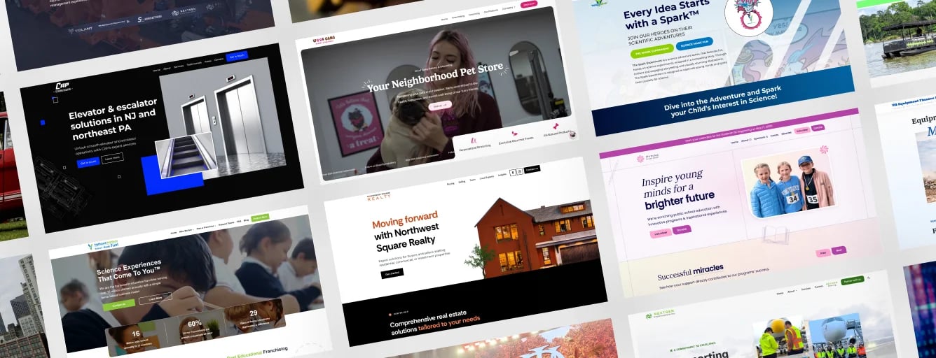 A collage of websites designed by Scalebloom